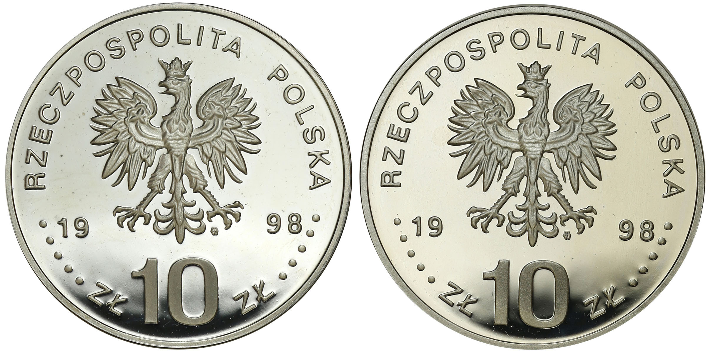 III RP. 10 złotych 1998 Zygmunt III Waza, popiersie i półpostać, PUDEŁKO